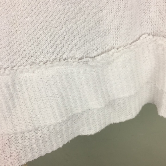 T Party Raw Trim Ruffle Waffle Knit Thermal Dropped Shoulder White Top Sz Small - Picture 7 of 8